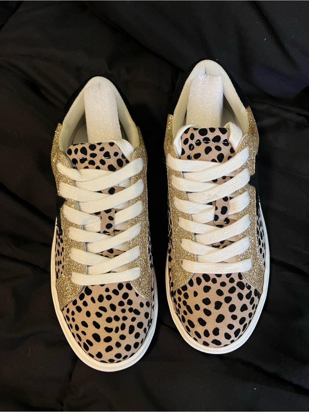 Gold & Leopard Print Women's Fashion Sneakers